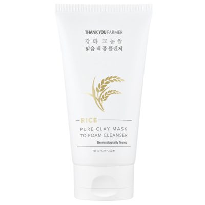 Thank You Farmer Rice Pure Clay Mask to Foam Cleanser Αφρώδες Καθαριστικό Προσώπου, 150ml