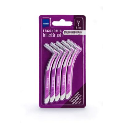 Intermed Ergonomic Interbrush Μεσοδόντια Βουρτσάκια Μωβ Size 6 - 1.1mm, 5τεμ