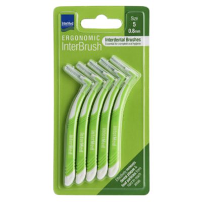 Intermed Ergonomic Interbrush Μεσοδόντια Βουρτσάκια Πράσινο Size 5 - 0.8mm, 5τεμ