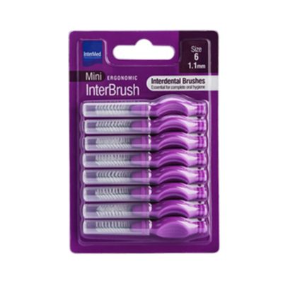 Intermed Ergonomic Mini Μεσοδόντια Βουρτσάκια με Λαβή Size 6 - 1.1mm Μωβ, 8τεμ