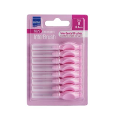 Intermed Ergonomic Mini Μεσοδόντια Βουρτσάκια με Λαβή Size 0 - 0.4mm Ροζ, 8τεμ