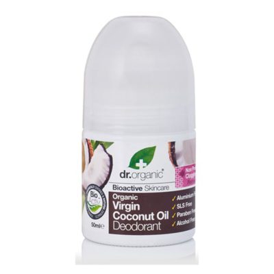 Dr.Organic Organic Deodorant Virgin Coconut Oil Roll-On Αποσμητικό σε Μορφή Roll-On με Βιολογικό Έλαιο Καρύδας, 50ml