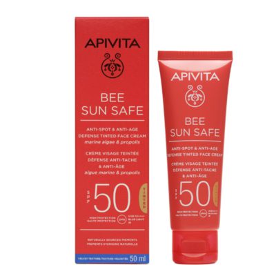Apivita Bee Sun Safe Κρεμα Προσώπου Κατά των Πανάδων & των Ρυτίδων με Χρώμα SPF50, 50ml