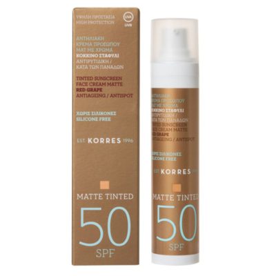 Korres Red Grape Sunscreen SPF50 Face Cream Antiageing & Antispot Αντηλιακή Κρέμα Προσώπου κατά των Ρυτίδων & Πανάδων, 50ml