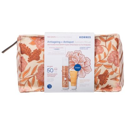 Korres Antiageing & Antispot Suncare Ritual με Red Grape Sheer Glow Daily Sunscreen Face Cream Αντηλιακή Κρέμα Προσώπου SPF 50, 50ml & Δώρο Black Pine Primus Wrinkle Defying Day Cream Κρέμα Ημέρας, 20ml & Νεσεσέρ, 1τεμ, 1σετ