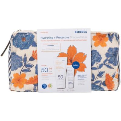 Korres Hydrating & Protective Suncare Ritual με Yoghurt Αντηλιακή Κρέμα Προσώπου SPF 50, 50ml & Δώρο Greek Yoghurt Ενυδάτωση με Προβιοτικά Κρέμα-Gel, 20ml & Νεσεσέρ, 1τεμ, 1σετ
