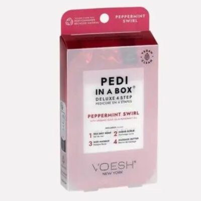 VOESH Pedi in a Box Peppermint Swirl Deluxe 4 Steps, Πακέτο Περιποίησης Ποδιών με Μέντα σε 4 βήματα