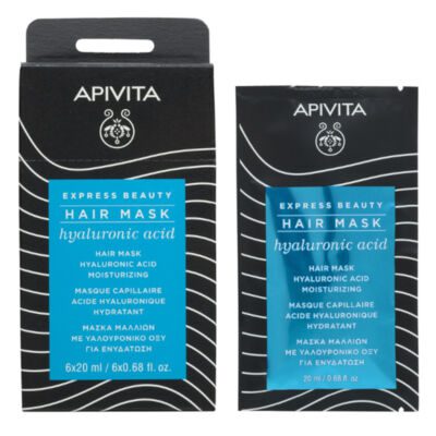Apivita Moisturizing Hair Mask Express Beauty Μάσκα Ενυδάτωσης για Όλους τους Τύπους Μαλλιών με Υαλουρονικό Οξύ, 20ml