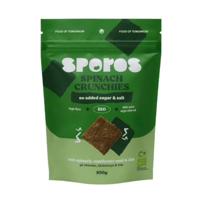 Sporos Spinach Crunchies Κράκερς με Σπανάκι & Ηλίοσπορο & Τσία, 100g