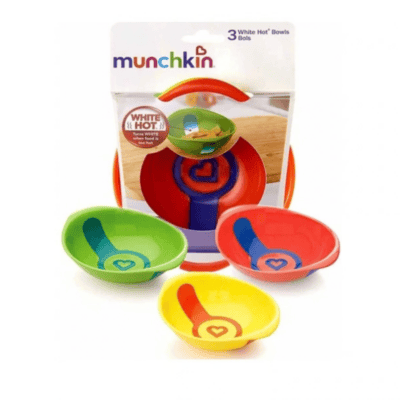 Munchkin 3 white hot bowls 3 Πολύχρωμα Μπωλ Γεύματος με Ένδειξη Θερμότητας 6m+